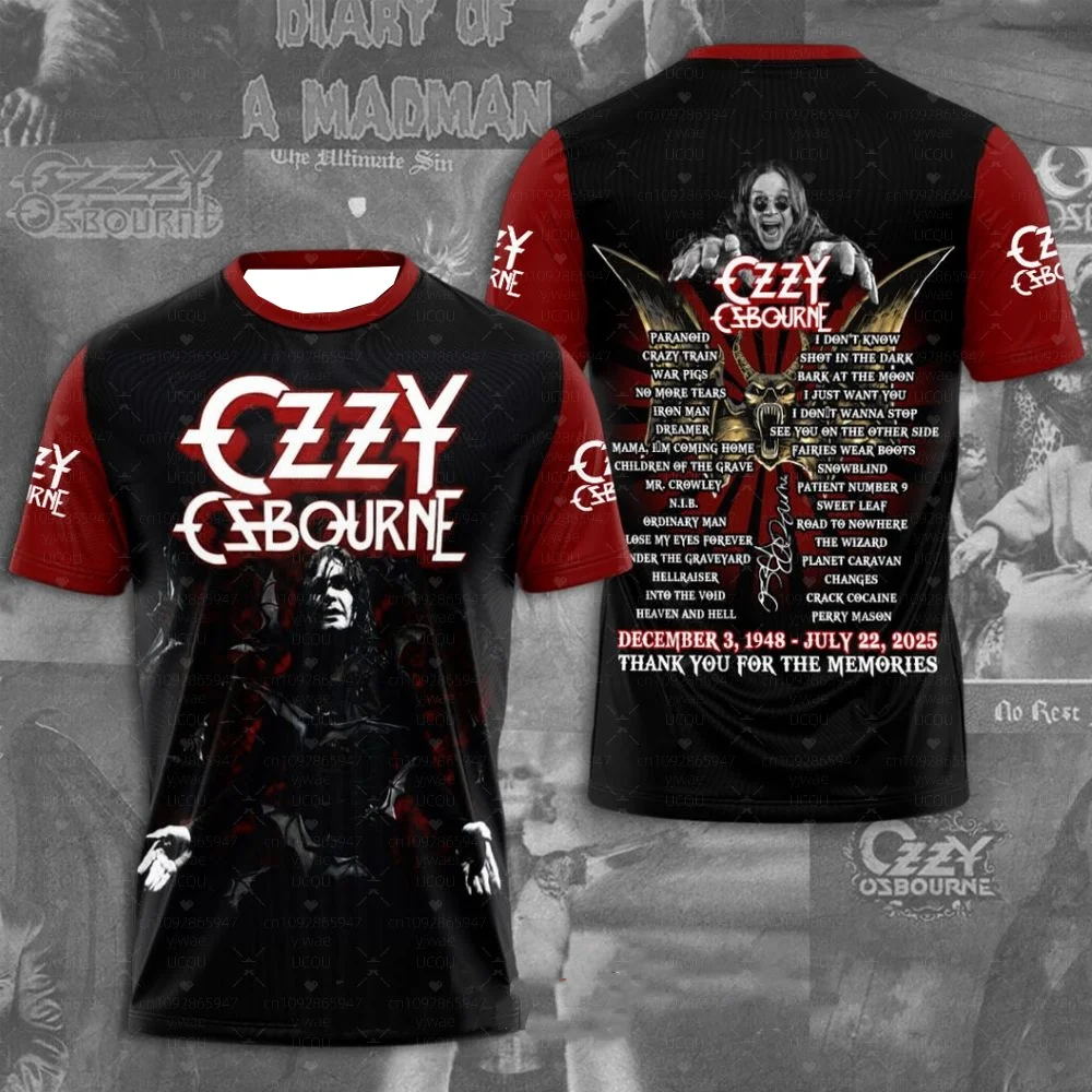 2025 الساخن روك Ozzy Osbourne ثلاثية الأبعاد الطباعة الرجال النساء الهيب هوب العصرية تي شيرتات قصيرة الاكمام Harajuku الجولة الرقبة تي شيرت المتضخم القمم #2