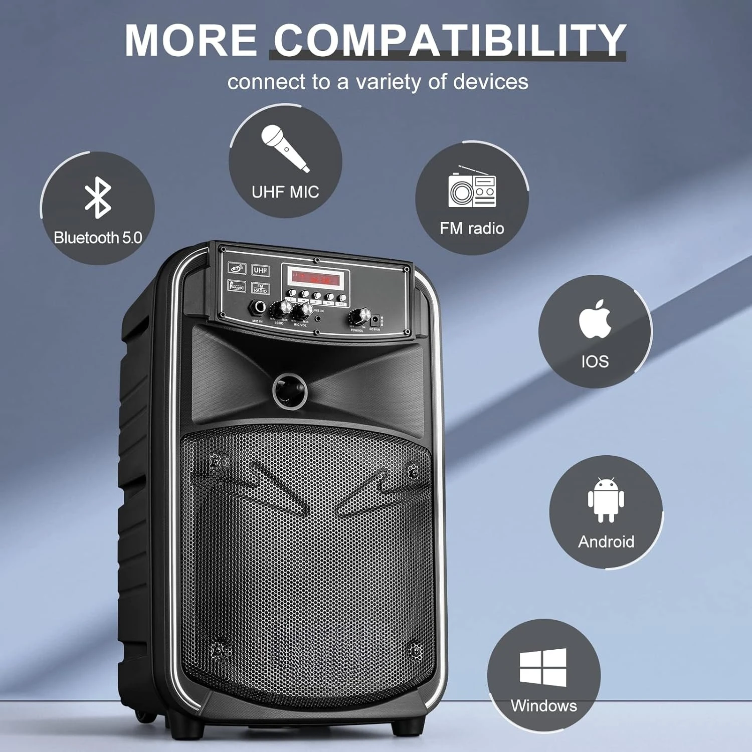 

GTSK8-2 Portable Bluetooth PA Speaker System - Rechargeable Sound Speaker and Microphone Set with MP3 USB-C, TWS Pairing