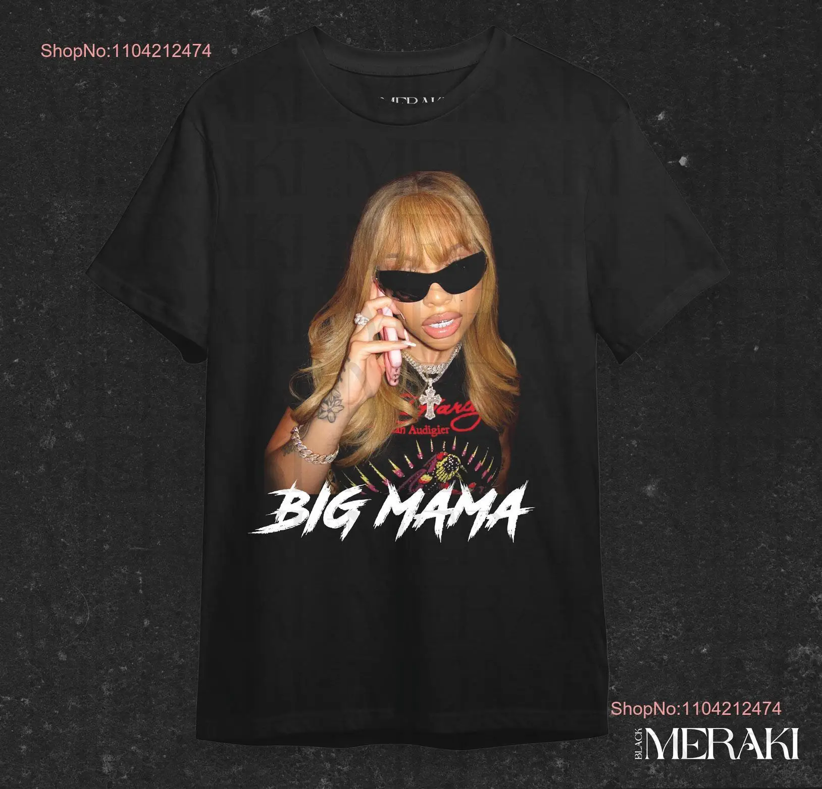 Latto Big Mama T Shirt Female Rapper Phone Grill Design long or short sleeves