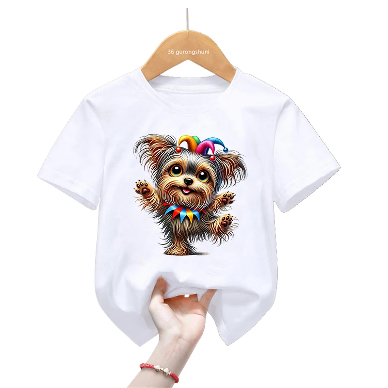 

Yorkie / Yorkshire Terrier Animal Printed T Shirt Girls Funny Kawaii Dog Love Kids Clothes Summer Short Sleeve T-Shirt Tops