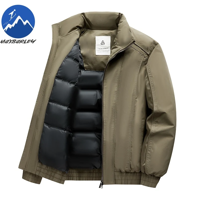 Maxbarley 2026 الرجال أسفل سترة الشتاء الشارع العمودي طوق الأبيض بطة أسفل معطف دافئ الكورية سميكة البيسبول دعوى سترة منفوخة