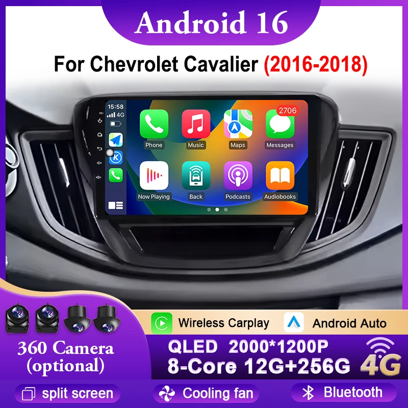 Android 16 Car Radio For Chevrolet Cavalier 2016-2018 Carplay Auto GPS Multimedia  Head Unit Player Video Stereo Bluetooth WIFI