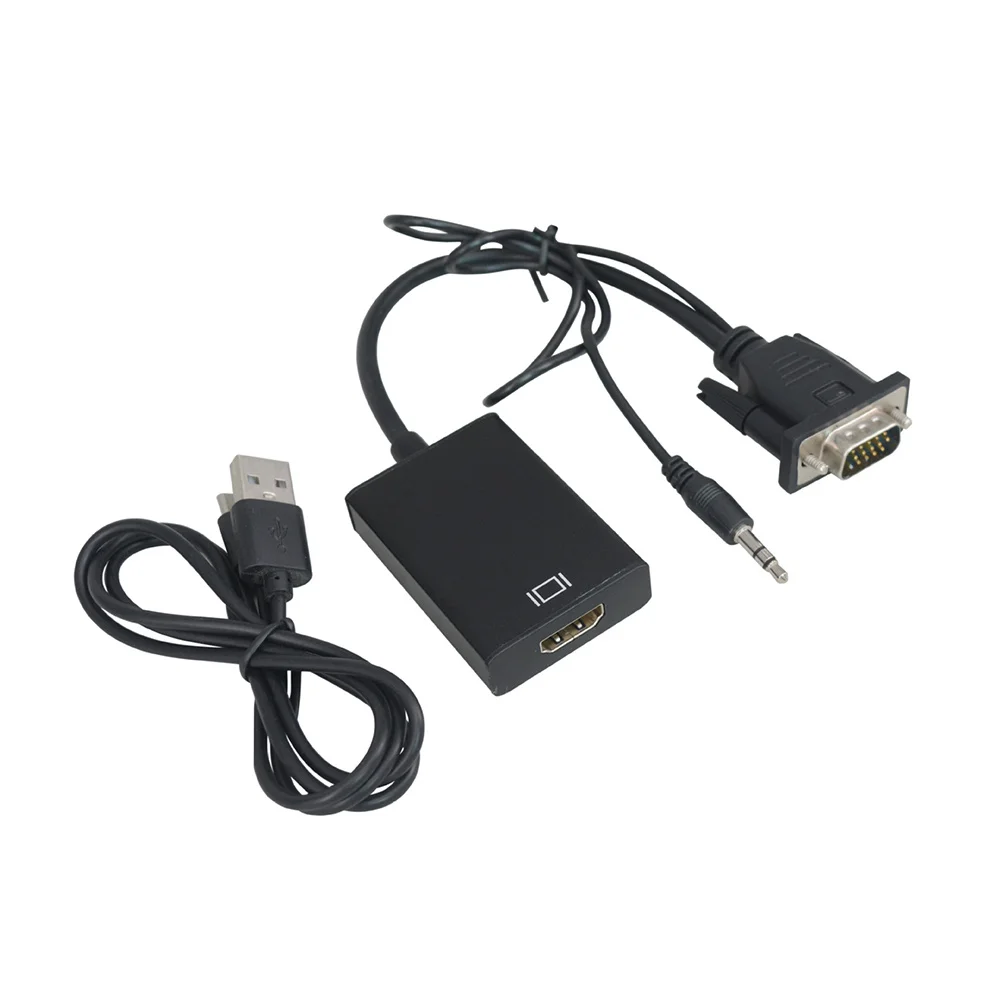 

Vga to Cable Adapter Converter Black 1080p Hd Audio Support USB Charge Pc Laptop Hdtv Projector Vga to Converter