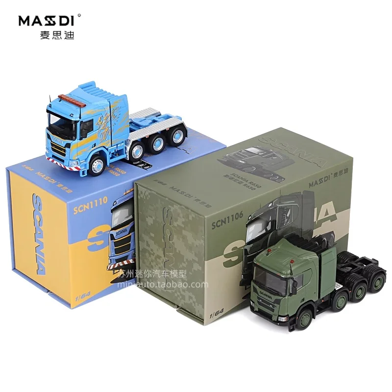 

MASDI 1/64 Scania R650, головной прицеп, грузовик, инженерный автомобиль, статическая модель автомобиля, коллекция украшений, детская игрушка.