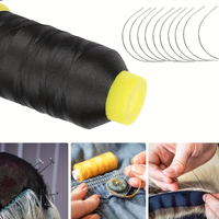 Hair Extension Sewing Thread Set with 10 Curved Hand Sewing Needles, for Hair Extensions, DIY Hair Weaving and Braiding Supplies