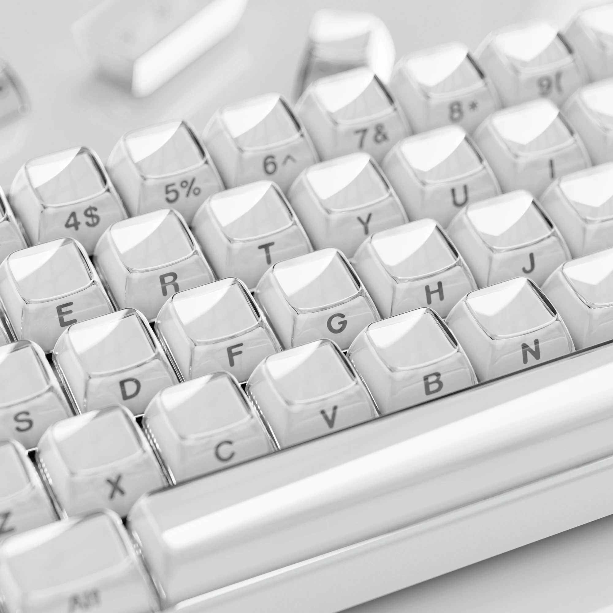 XVX 113 Key Jelly Ronde Side Keycaps Ice Crystal Doorschijnend Roze OEM Profiel Key cap voor Cherry MX 61 68 104-toetsenbord