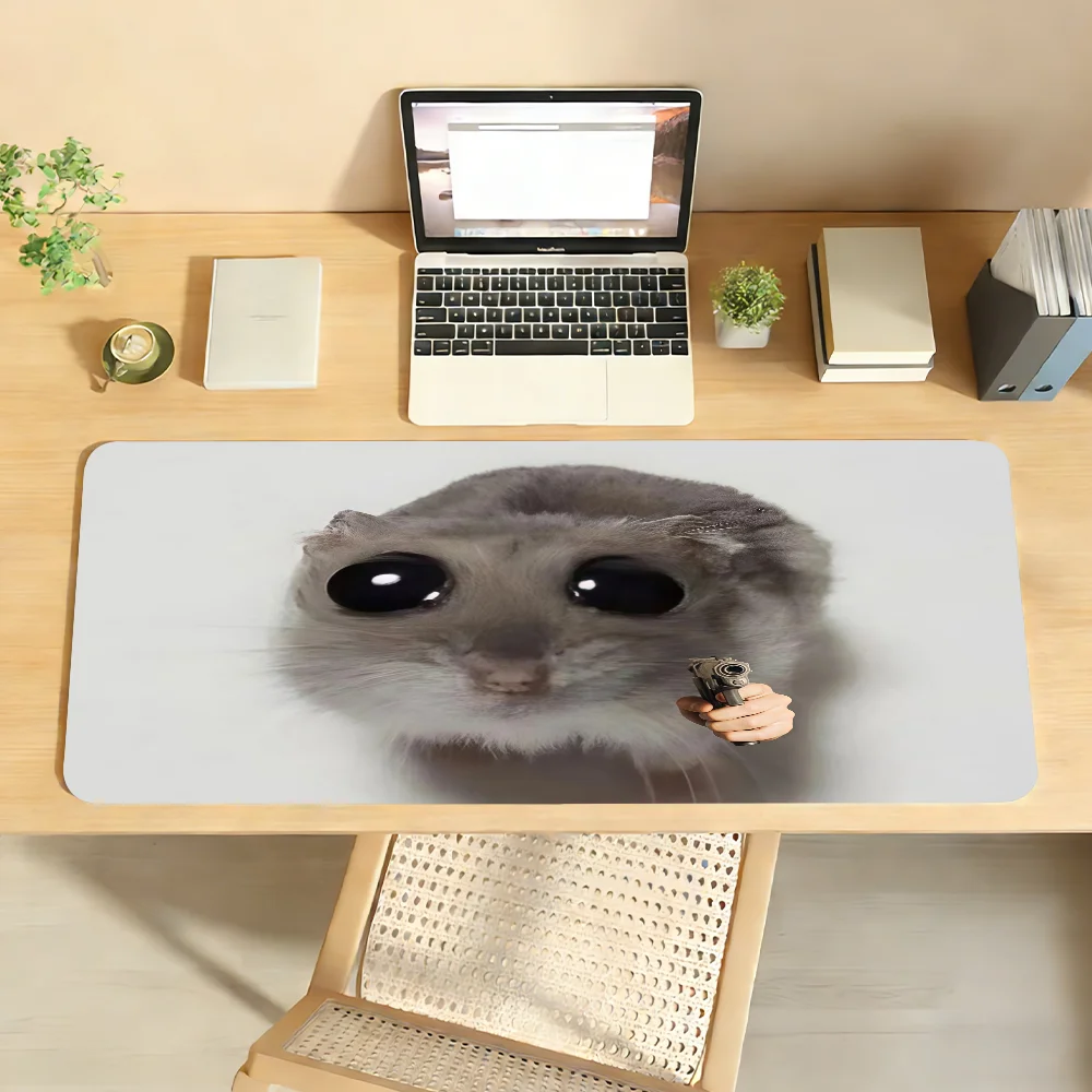 Sad Hamster Meme Cute Mouse Pad For Office Gaming And Keyboards Non-Slip Large Waterproof
