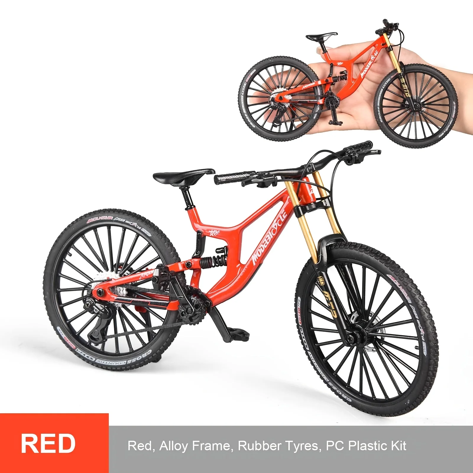 1:8 Scale Mini Alloy Finger Mountain Bike - Diecast Simulation Toy with Shock Absorption for Collection view 3