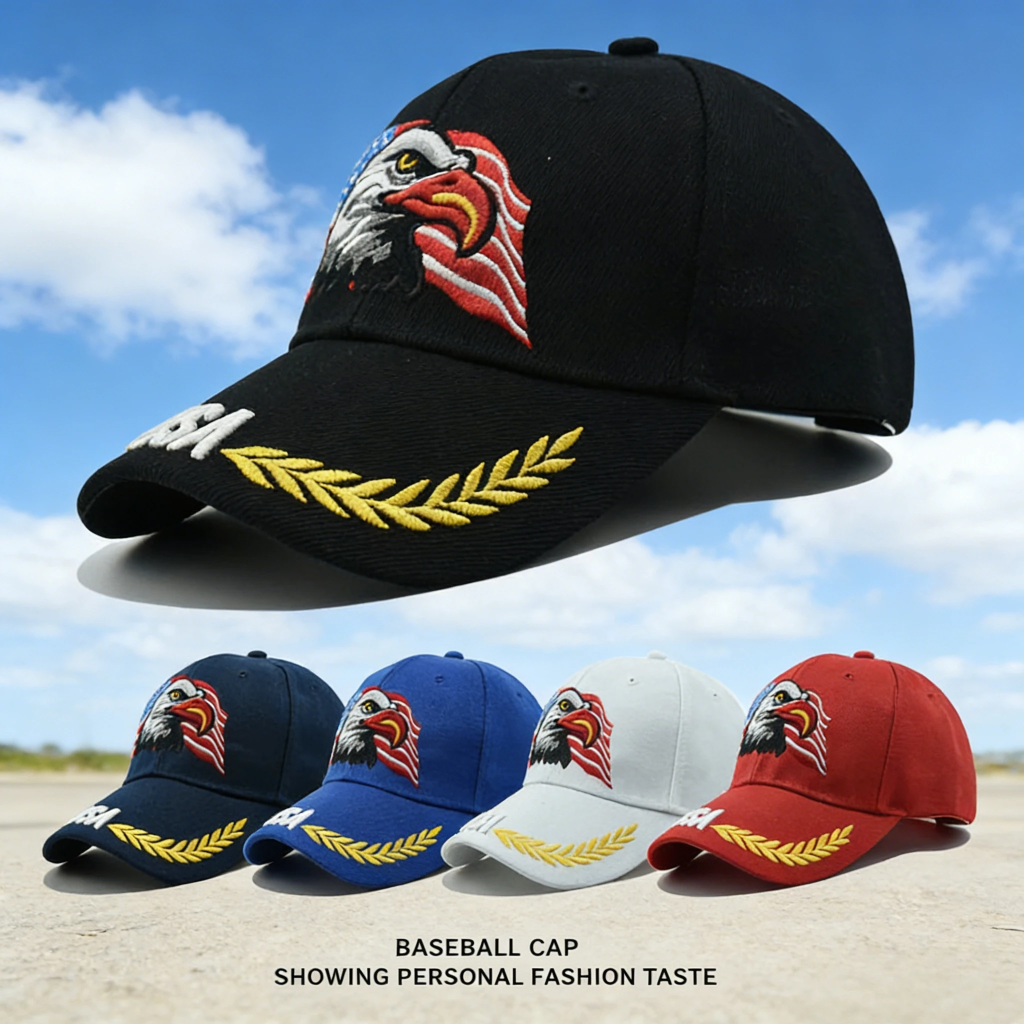 Gorra de béisbol bordada con águila y bandera americana, gorra de camionero clásica con protección solar para mujer, deportes al aire libre, uso diario