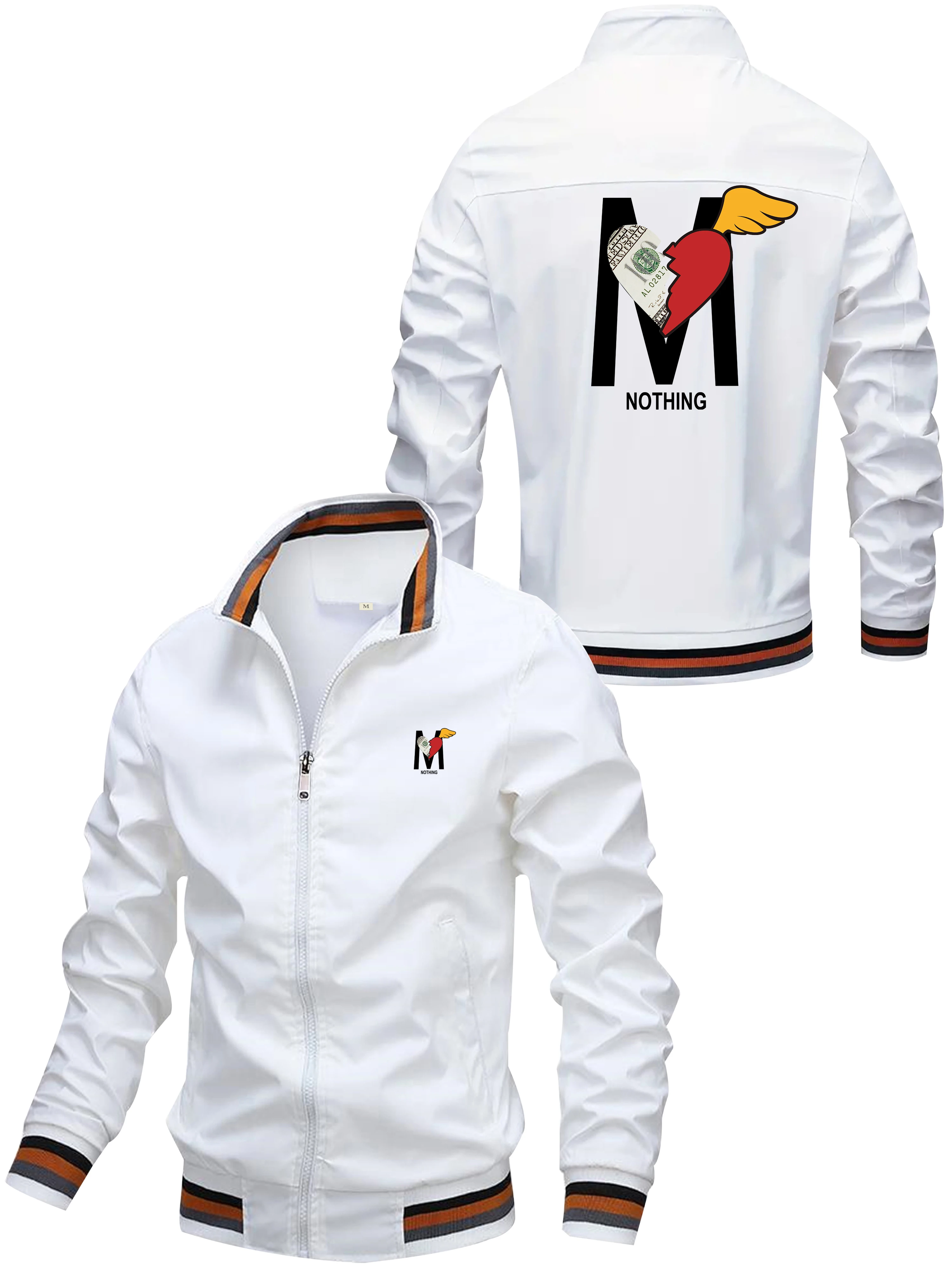 

2025 Men's Spring/Autumn M Letter Printed Jacket, a high-quality and fashionable men's coat for sports and outdoor activities