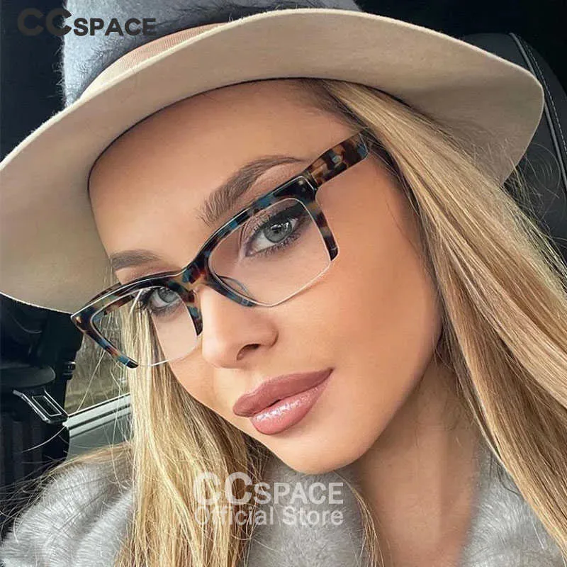 

Sunglasses Frames 49409 Half Frame Anti Blue Acetate Glasses Frames Upscale Women Optical Fashion Computer Glasses T 2201114