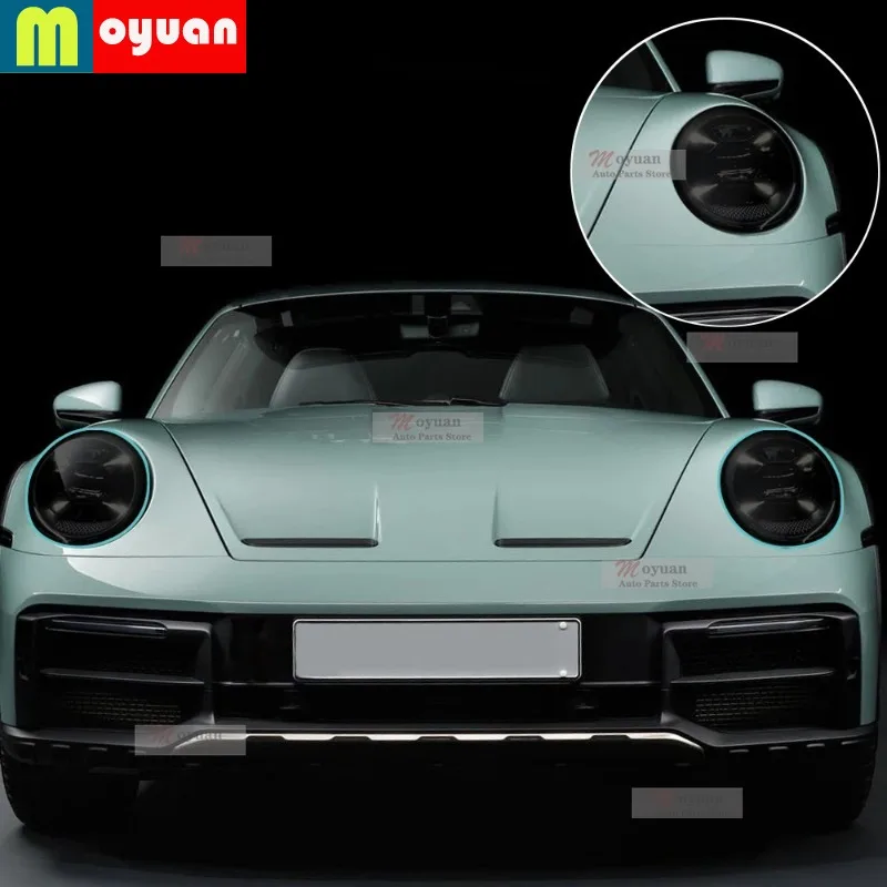 2018-2025 For Porsche 911 718 991 992 982 Car Headlight Protective Film TPU PPF Smoke Black Pre Cut Anti-Scratch Car Repair Film
