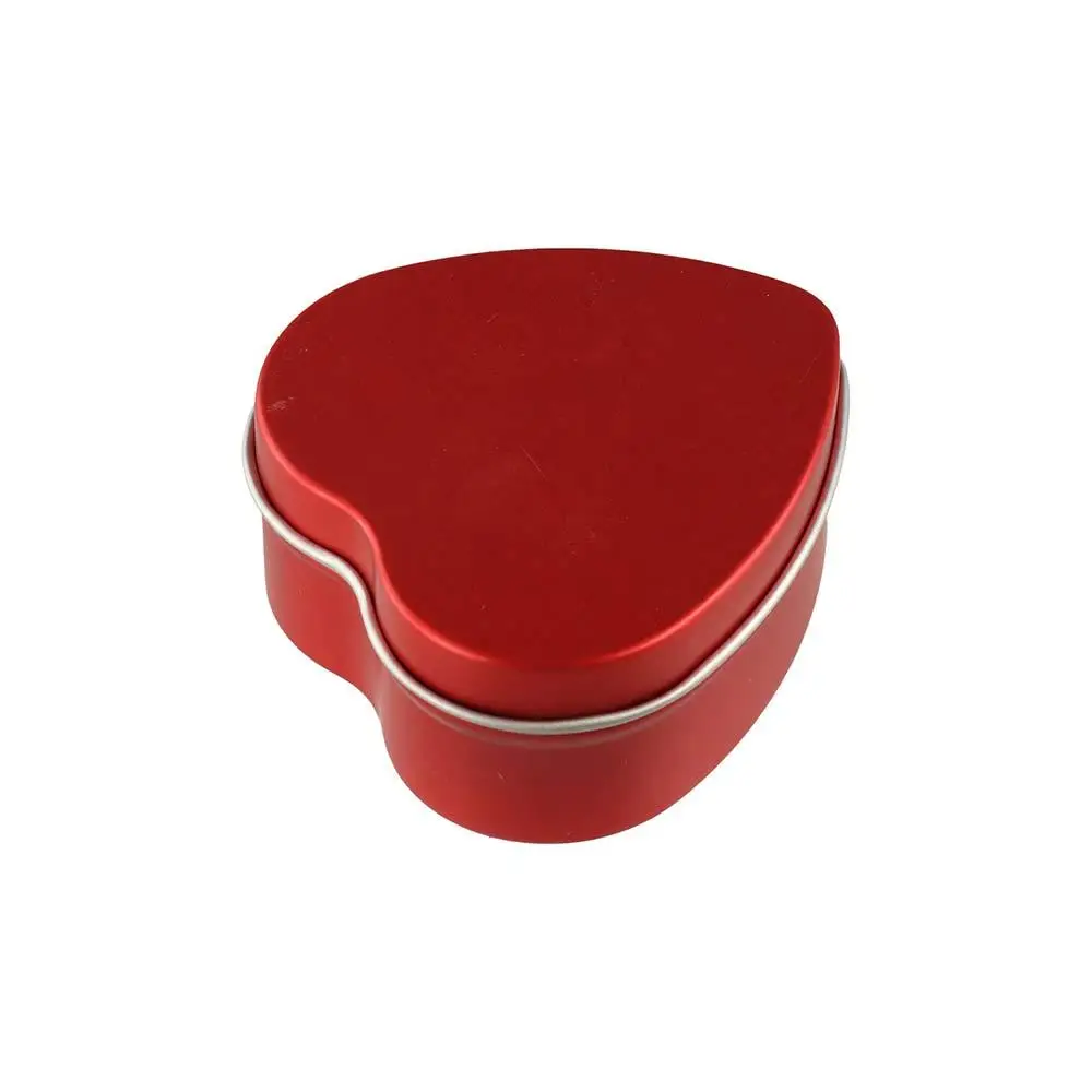 Creative Tinplate Heart Shape Tins Silver/Red/Pink Empty Heart Metal Box with Lid Mini Candle Making Jars DIY