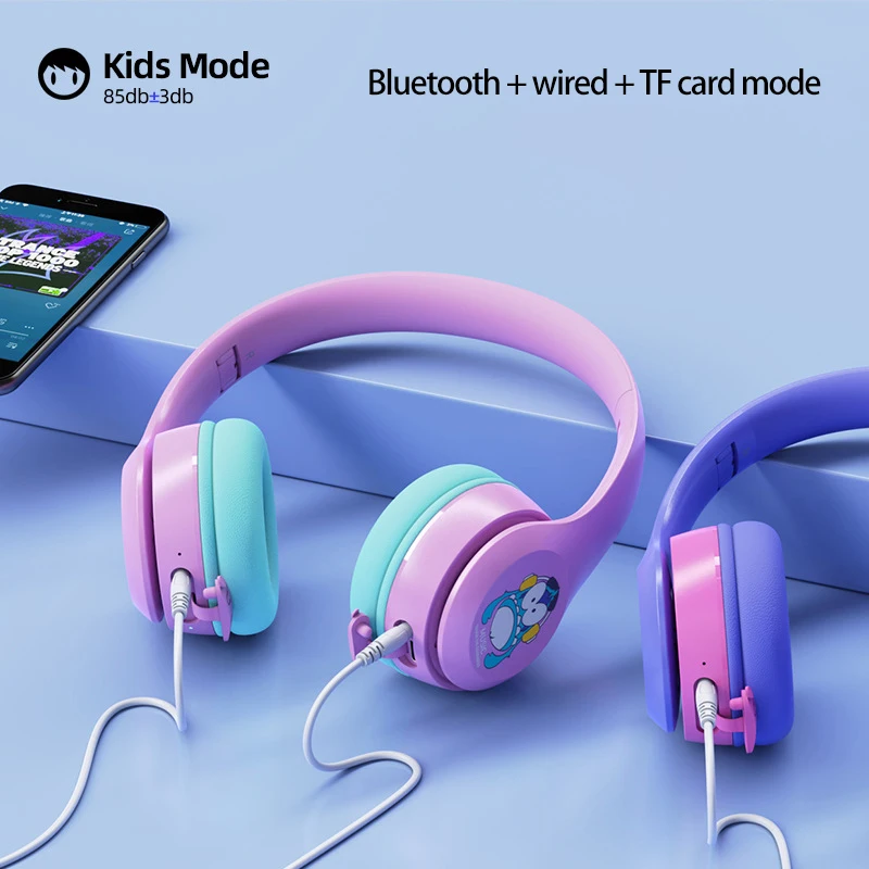 New Arrival Wireless Headsets 85db Professional Children Headset Foldable With Kids and Adult Mode Support TF Card FM Radio Wire