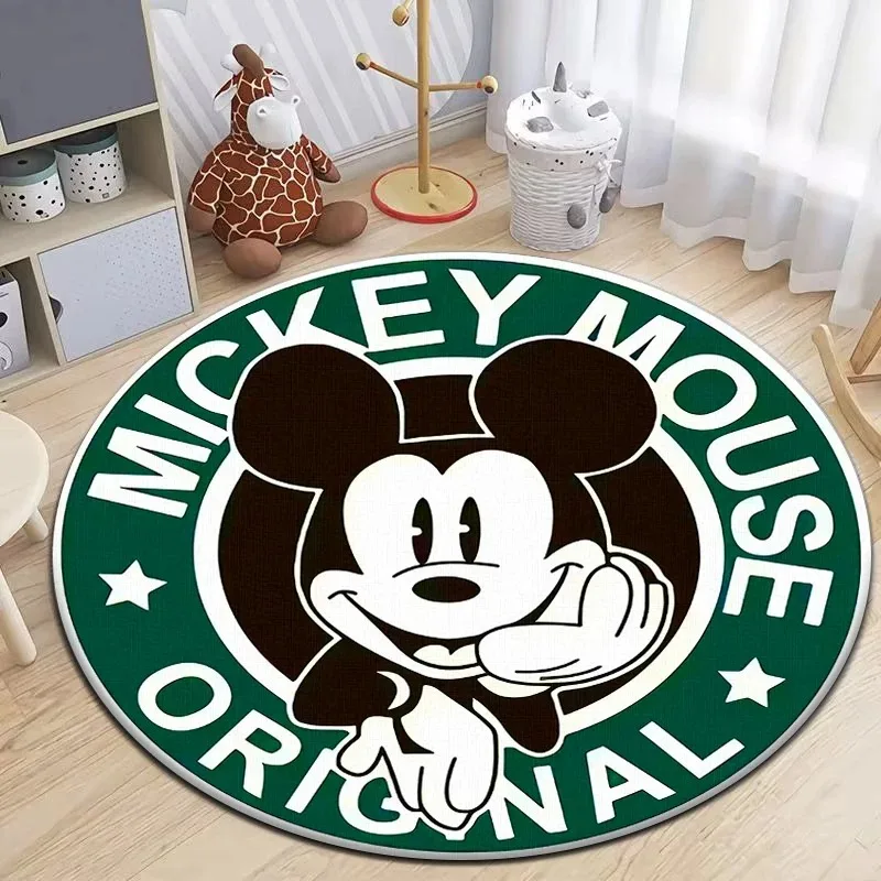 Disney cute Mickey Minnie round carpet children's play non-slip soft carpet home living room bedroom room decoration carpet