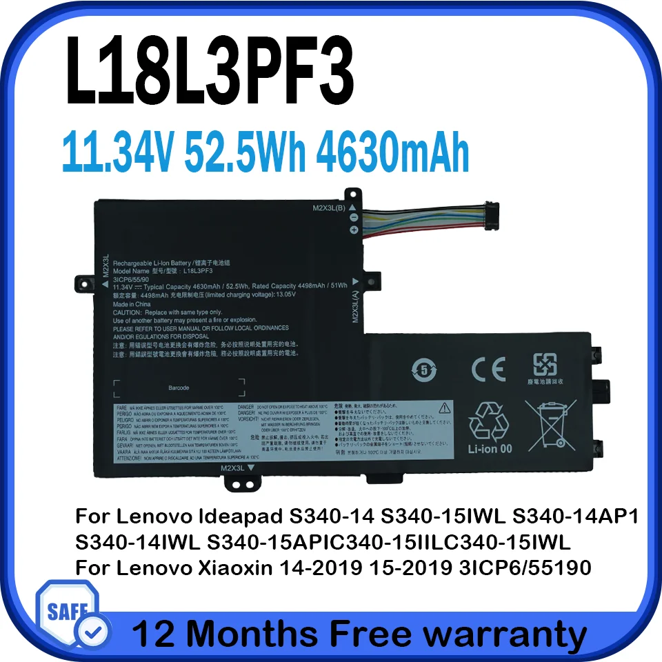 L18L3PF3 Laptop Battery For Lenovo IdeaPad S340 S340-14API/14IIL S340-14 S340-15IWL Xiao Xin 14-2019 15-2019 L18C3PF6 L18M3PF6