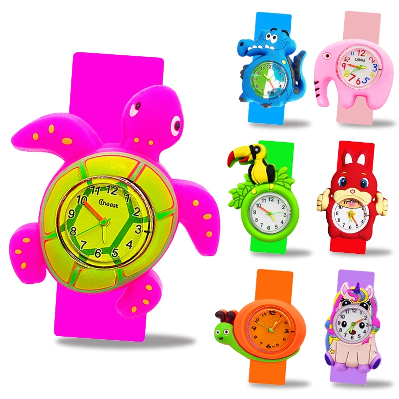 Lovely Baby Watches 3D Cartoon Boys Girls Birthday Party Christmas Gift Children Study Time Toys Kids Slap Watches Student Clock