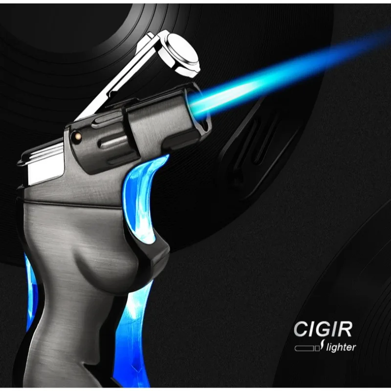 Human-shaped Lighter, Windproof Butane Jet Torch with LED Light and Flame Locking Function, Suitable for Male Parties and Gifts