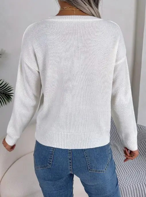 Damespullover met lange mouwen Real Shot Fried Dough Twists Love Design voor Valentijnsdagkleding Herfst Winter 2025