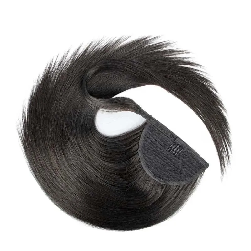 

Ponytail Human Hair Extensions Straight Wrap Around Horsetail 100% Remy Human Hair 14"-24" Ponytail Extension for Women