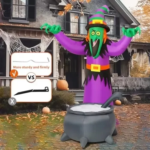 Wholesale 6FT Halloween Animated Witch Inflatables LED Lighting Waving Hands Yard Decor