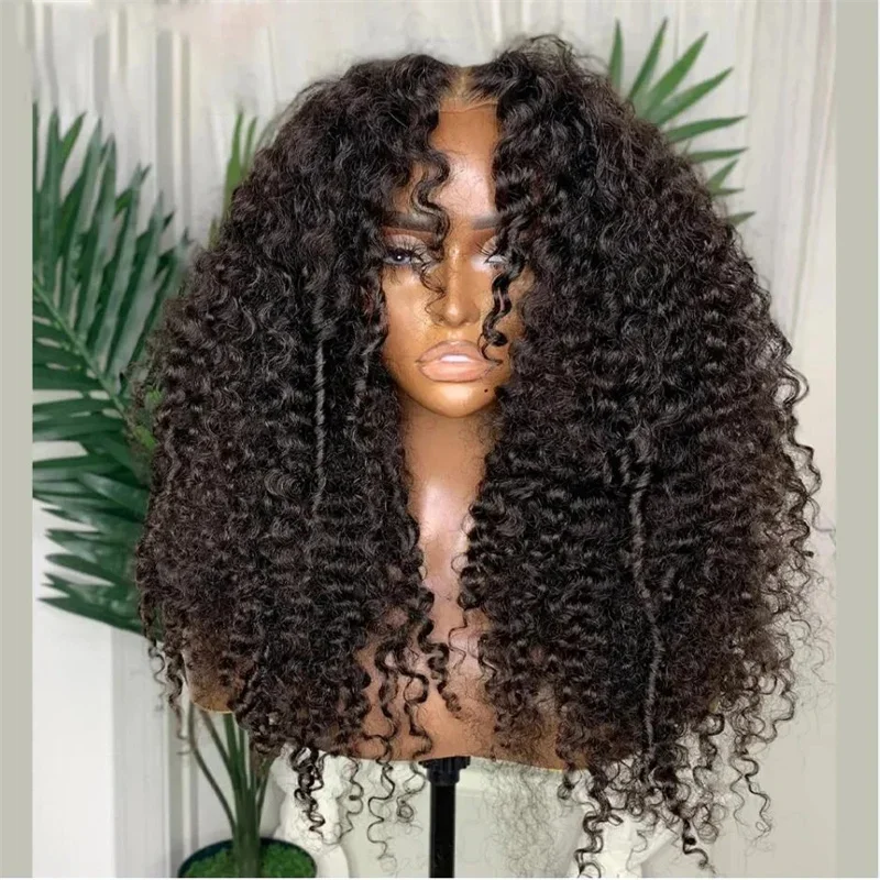 Peluca con malla frontal Natural negra prearrancada suave de 26 pulgadas de largo rizado 180 de densidad Natural peluca con malla frontal para mujeres negras pelo de bebé