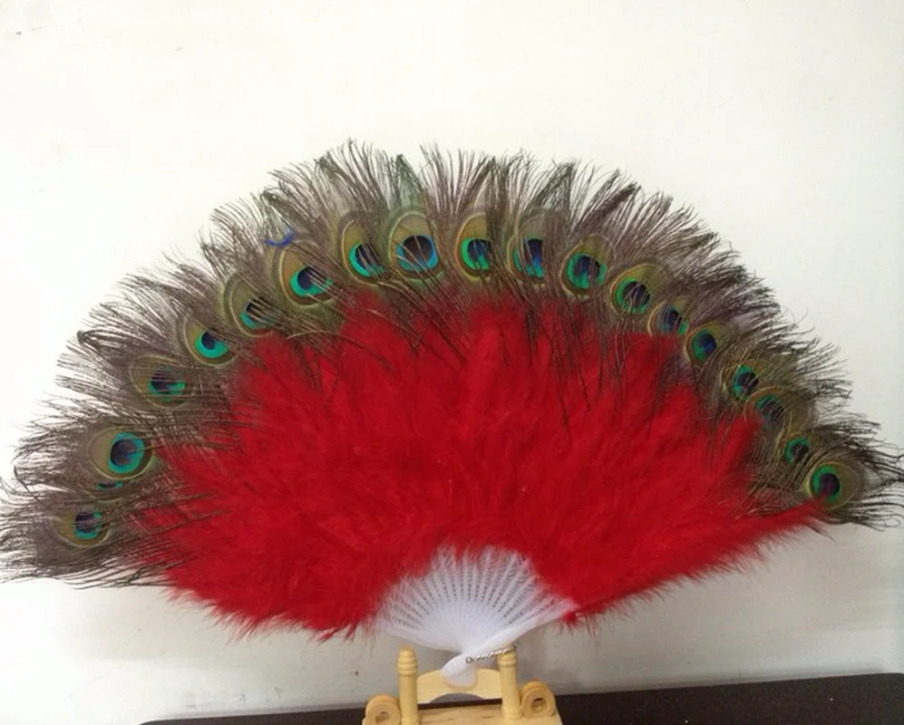 1Pcs High Grade Peacock Feather Fan Stage Performance Props Belly Dance Peacock Fans