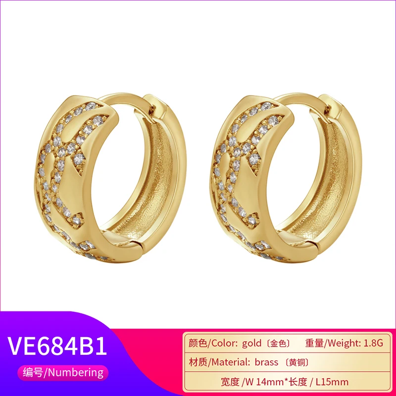 ZHUKOU Round Hoop earrings Classic elegant Cubic Zirconia women big hoop Earrings lady dinner earrings Jewelry Wholesale VE684