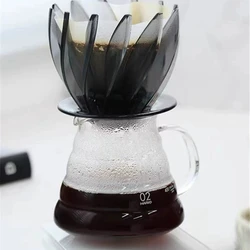 Coffee Filter Cup Suitable for V60 Drip Coffee Filter Resin Water Lily Shape 12 Lotus Petals Removable and Replaceable