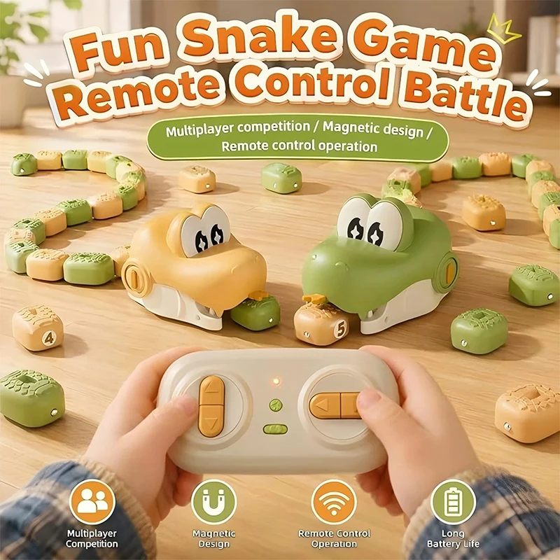 Remote Control Snake Game Magnetic Train Rechargeable Electric Cartoon Figure Multi‑player Interactive Brain Teaser Table Decor