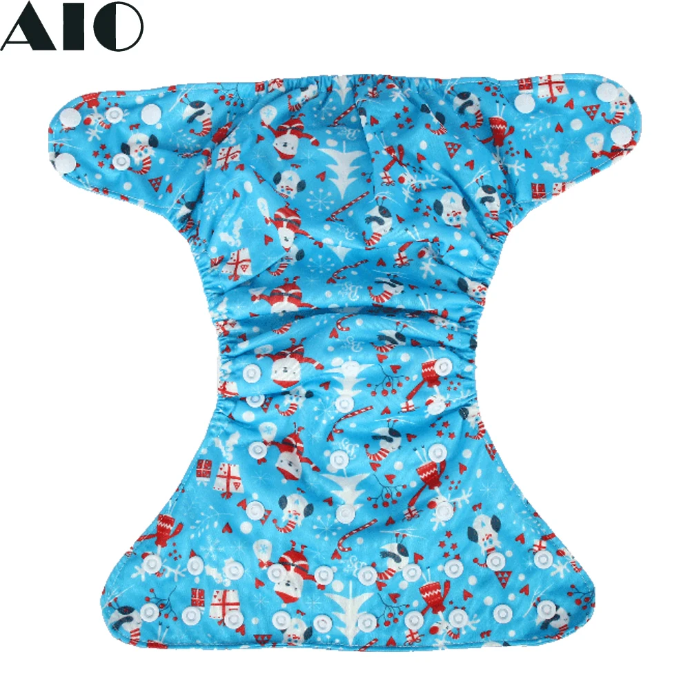 AIO 1pcs Newborn Cloth Diaper Kawaii Cartoon Baby Newborn Cloth Diaper With 2 Nappy Adjustable Pocket Diaper Infant Reusable