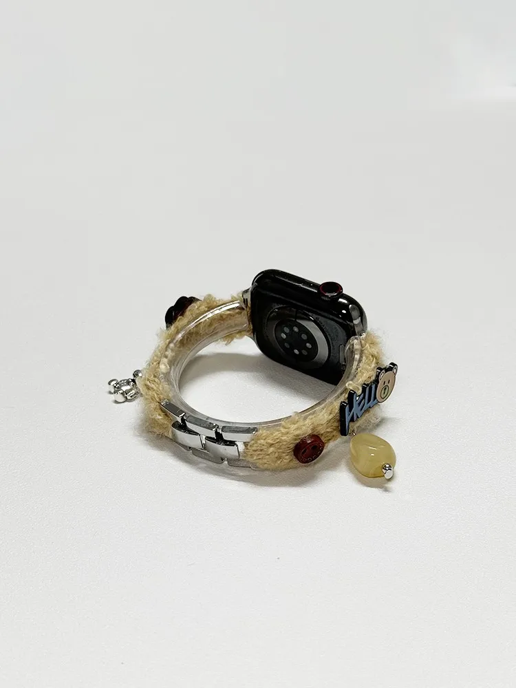 

Cute plush teddy bear compatible with iWatch strap 38mm 40mm 41mm 42mm 44mm 45mm 49mm fashionable strap