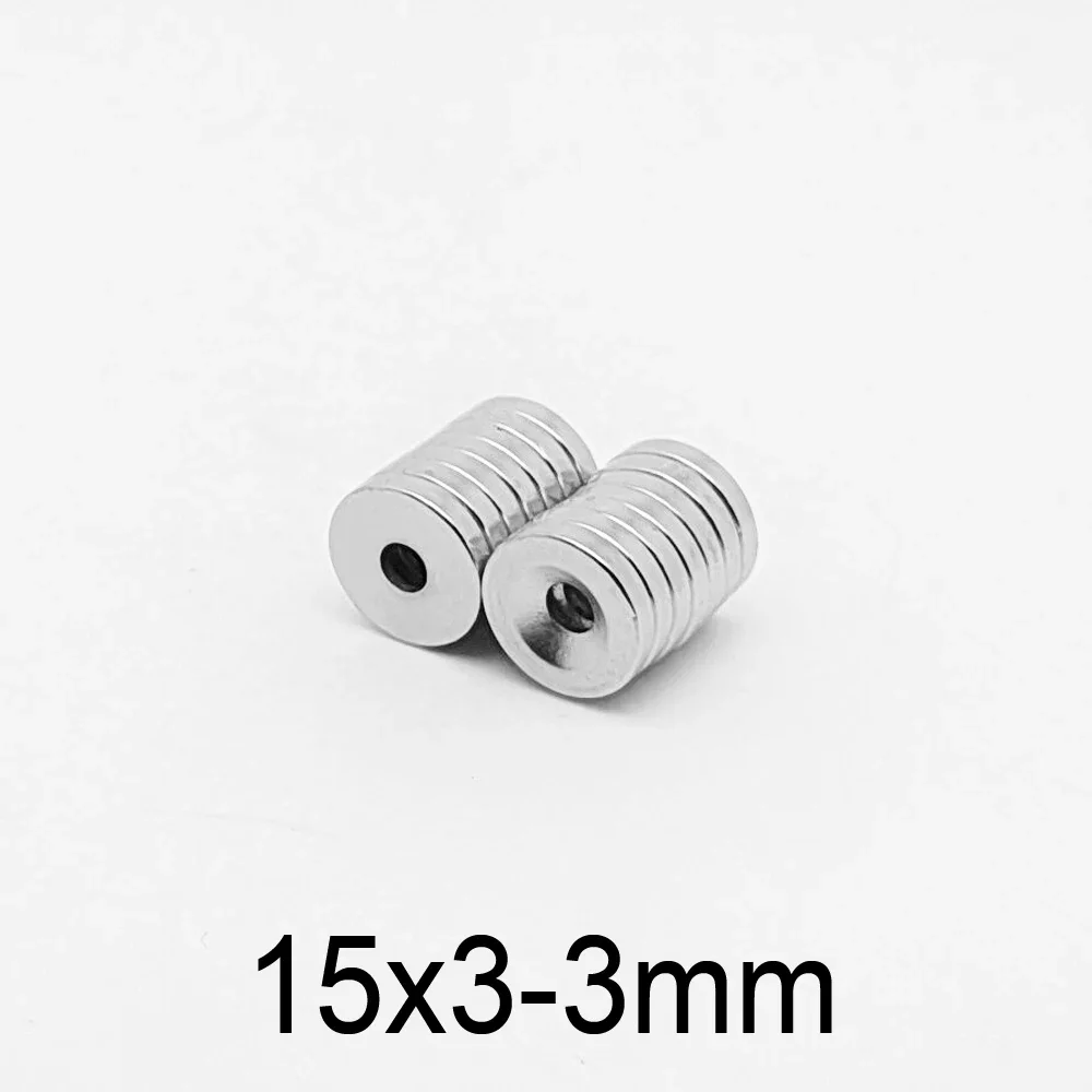 15X3-4 mm Round Strong Powerful Magnets 15X3 With Hole 15x3-5mm Disc Countersunk Neodymium Magnet 15*3-3 N35