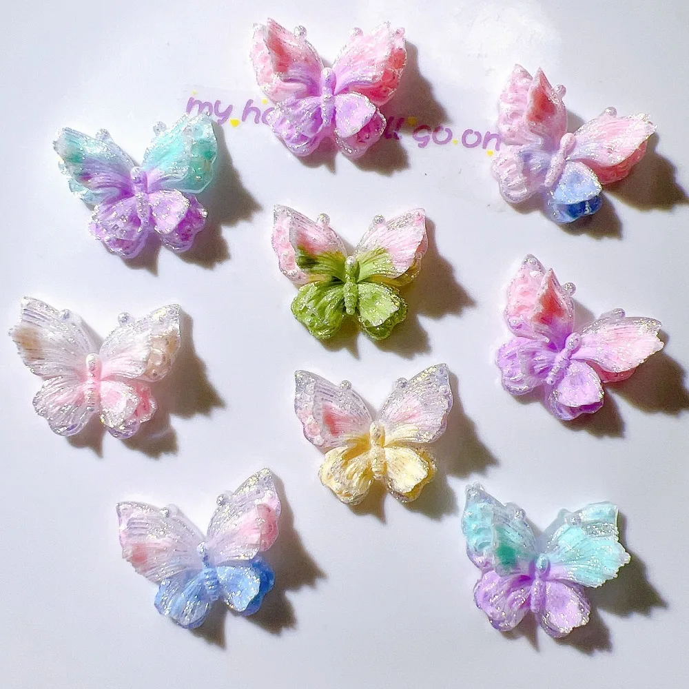 10pcs Mini Kawaii Cute Butterfly Resin Charms Flat Back Cabochons Scrapbook DIY Craft Jewelry Making Hairpin Decor Ornaments