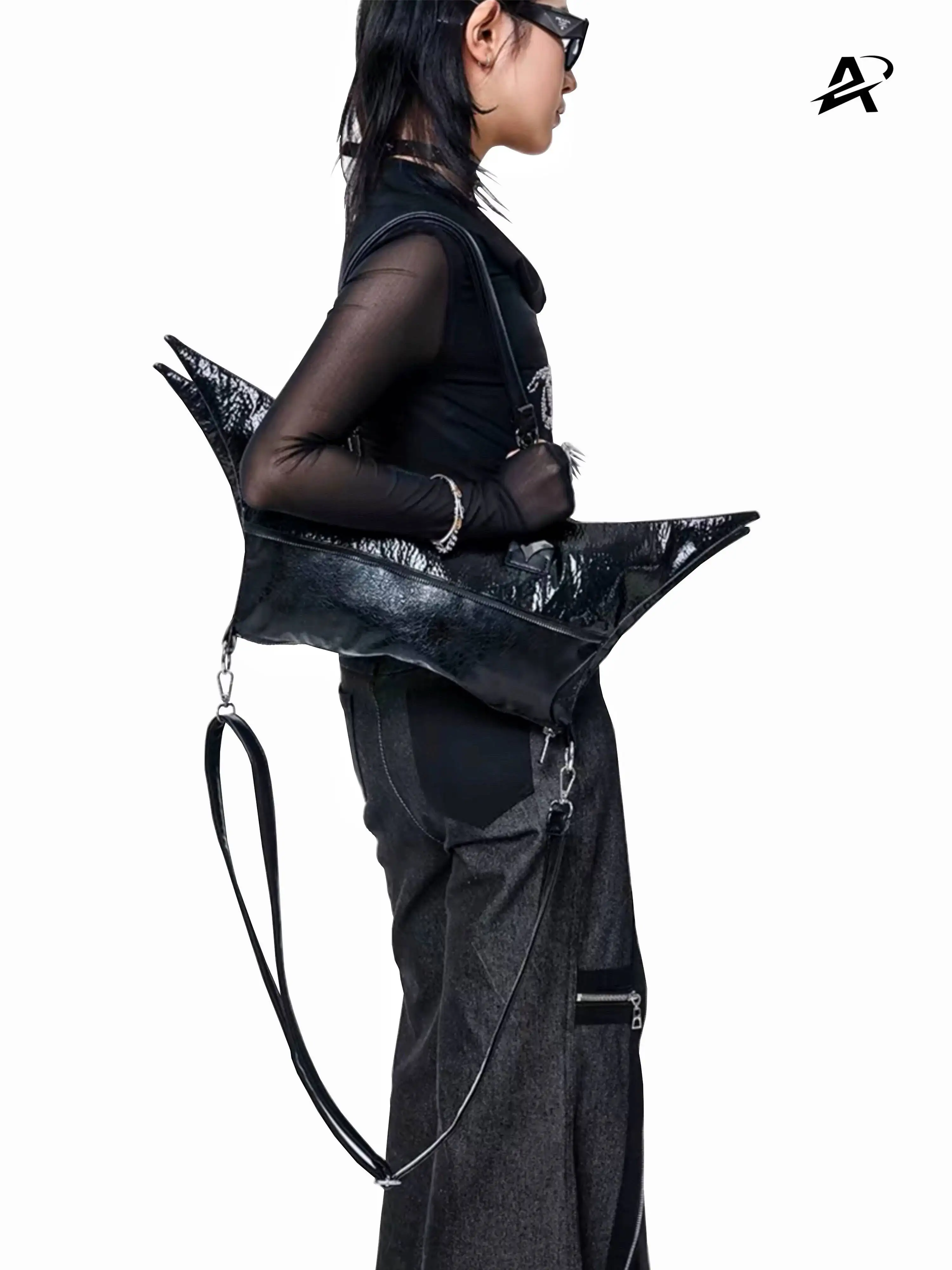 Simulation Bass Guitar Case Antiphase Rivet Multi-carry Four-point Star Punk Zipper Foldable Single-shoulder Crossbody Backpack