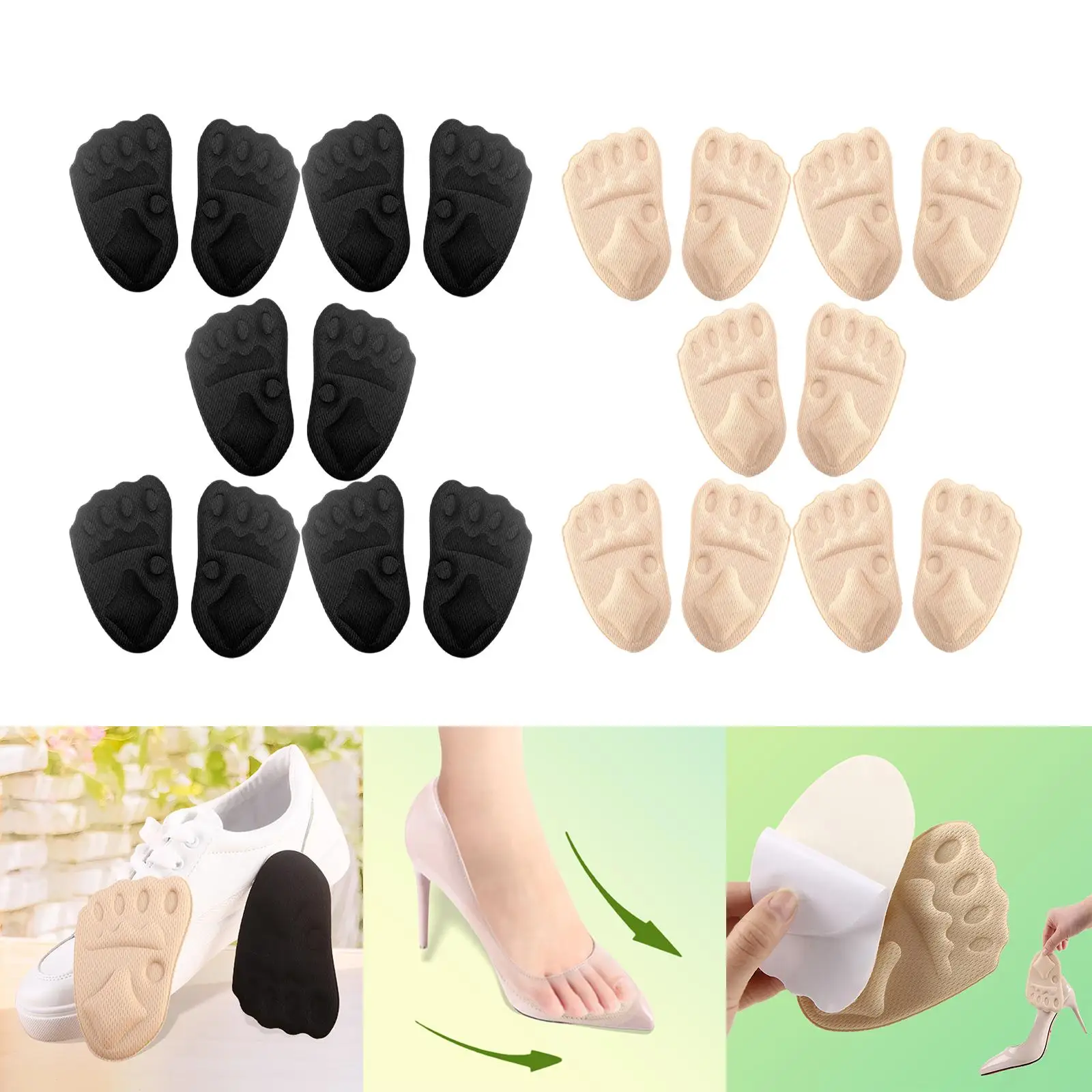 5 Pairs of High Heel Cushion Inserts Metatarsal Pads Non-Slip Soft