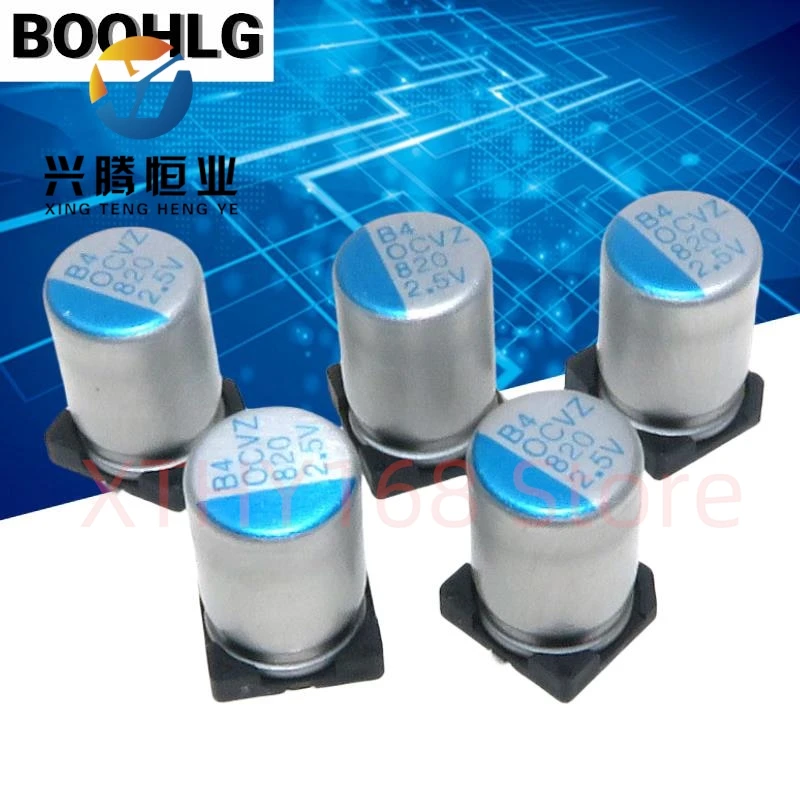 10PCS  2.5V820UF 8X10 Solid Polymer Chip Capacitor 820UF 2.5v