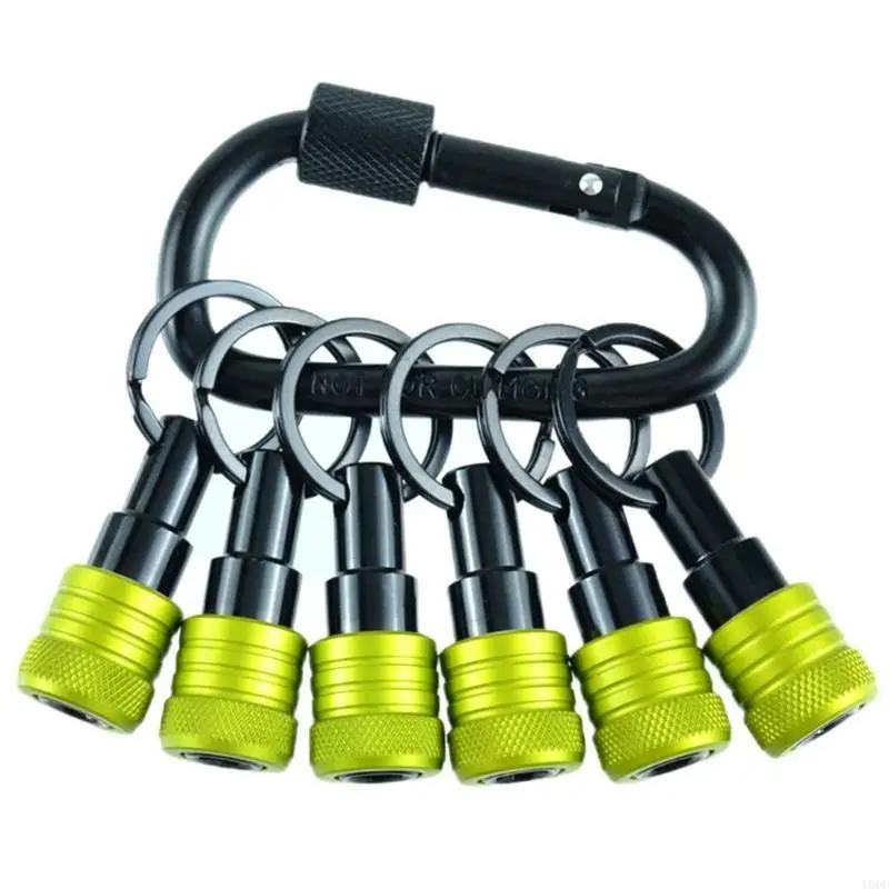 6Pcs Bit holder Keychains 1/4inch Shank Screwdriver Bit Clip for Drill Bit Extension Nut Driver with Carabiner