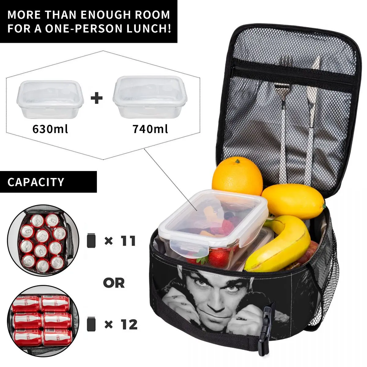 أكياس الغداء المعزولة من روبي ويليامز، حاوية غداء حرارية كبيرة، صندوق غداء، أكياس تخزين المواد الغذائية، نزهة الكلية #5