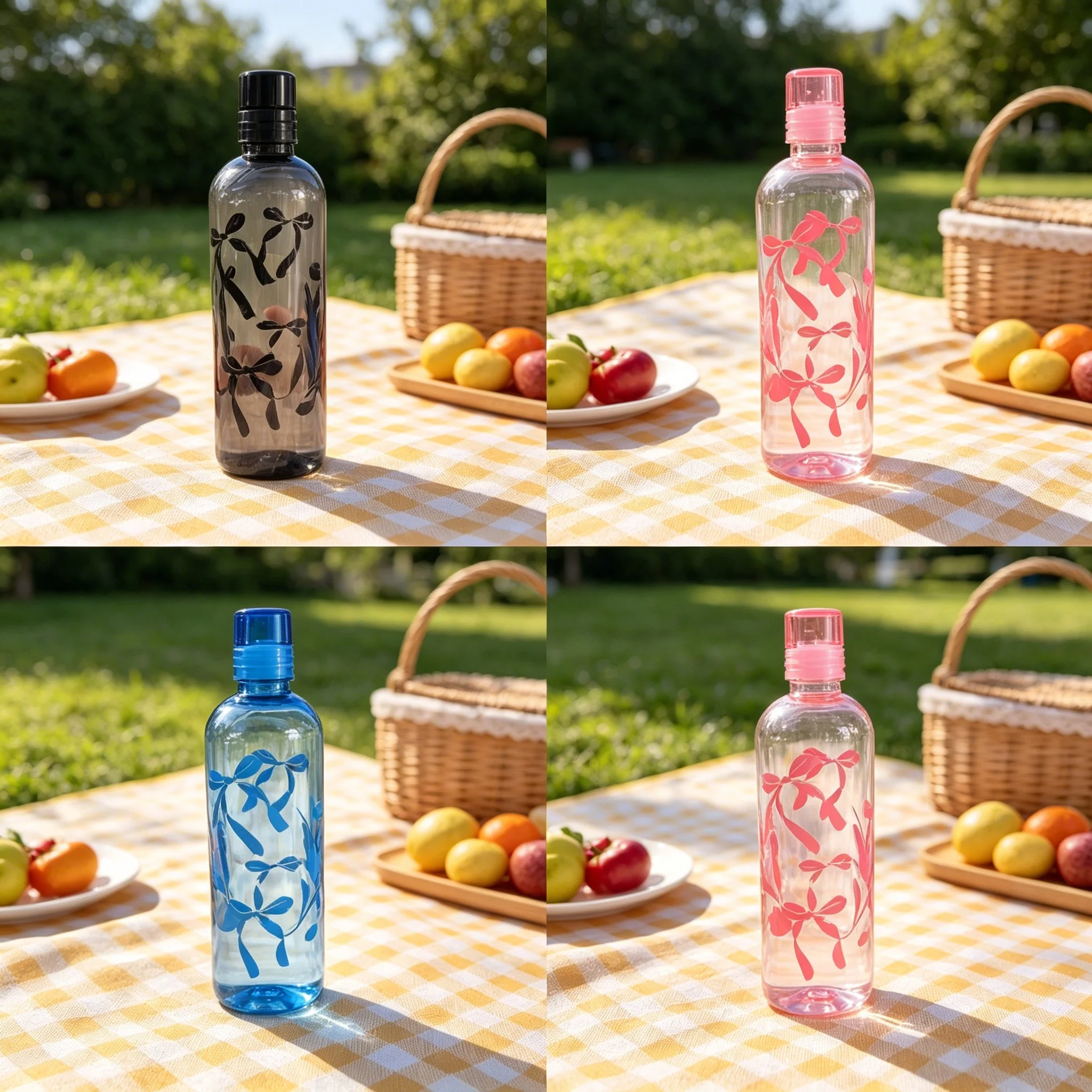 Drinkware 750ml Water Bottle Plastic Large Capacity Water Cup Bowknot With Time Scale Plastic Cups Juice Milk view 2