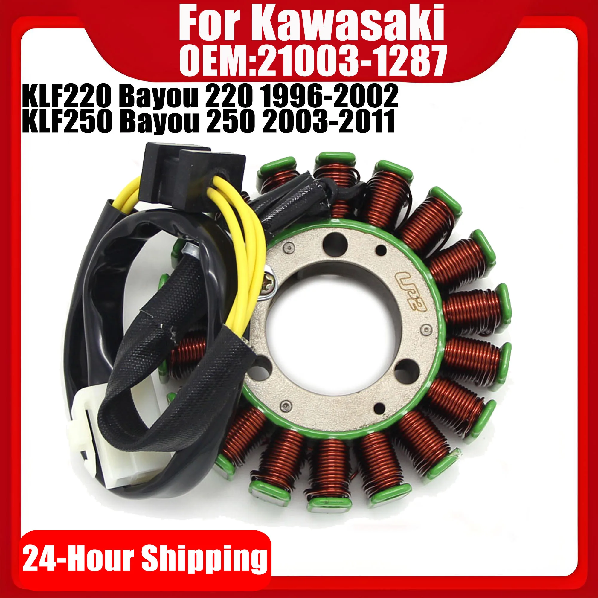 Motorcycle Magneto Stator Ignition Coil Replace for Kawasaki KLF220 Bayou 220 1996-2002 KLF250 Bayou 2003-2011 OEM 21003-1287