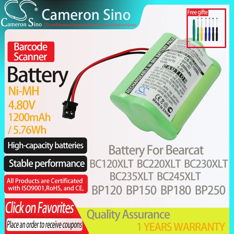 CameronSino Battery for Bearcat BC120XLT BC220XLT BC230XLT BC235XLT BC245XLT fits Nascar BP120 BP150 Barcode Scanner battery