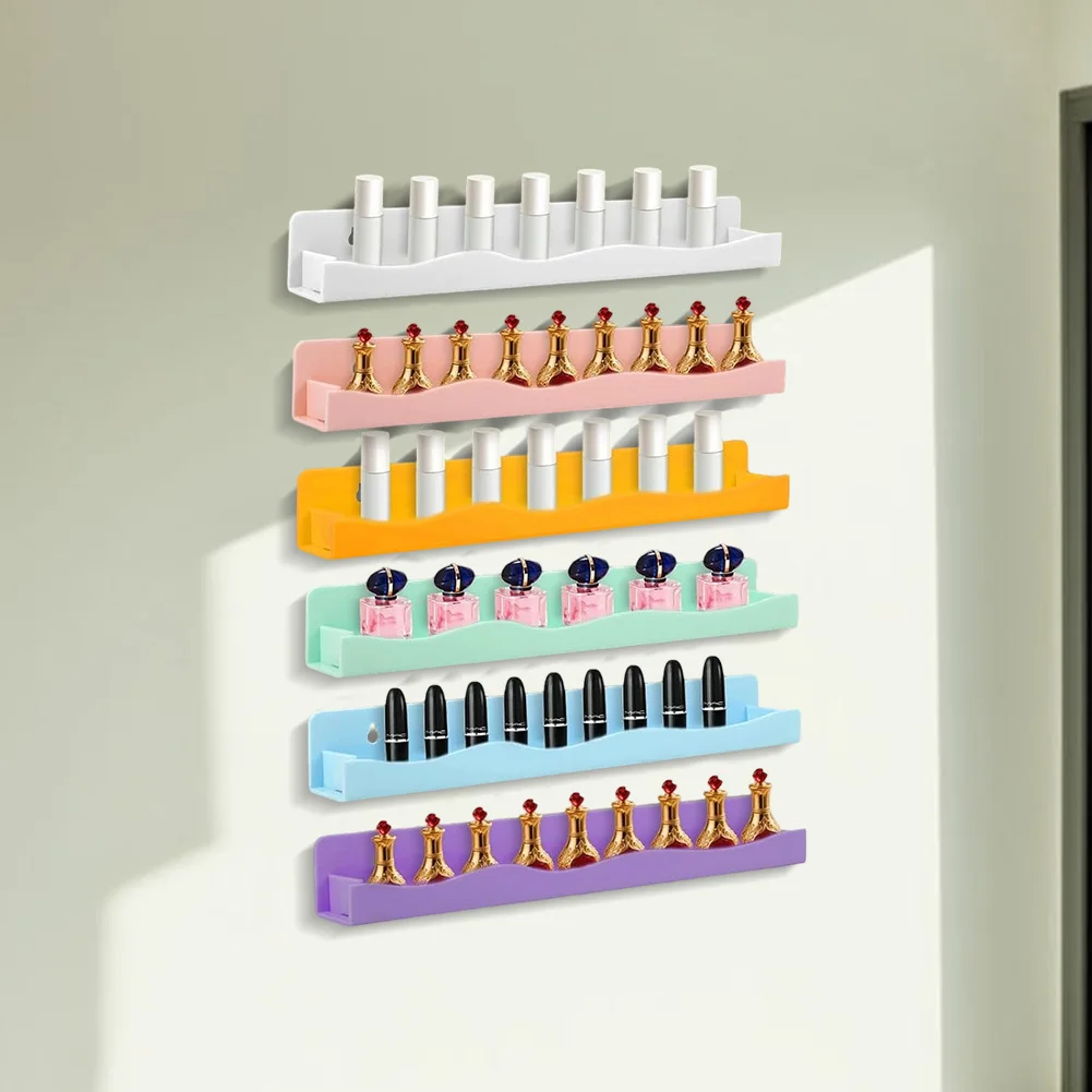 Wall Mounted for acrylic Nail Polish Rack Set 6 Pieces Storage for Nail Polish Perfume Lipstick with Colorful Options
