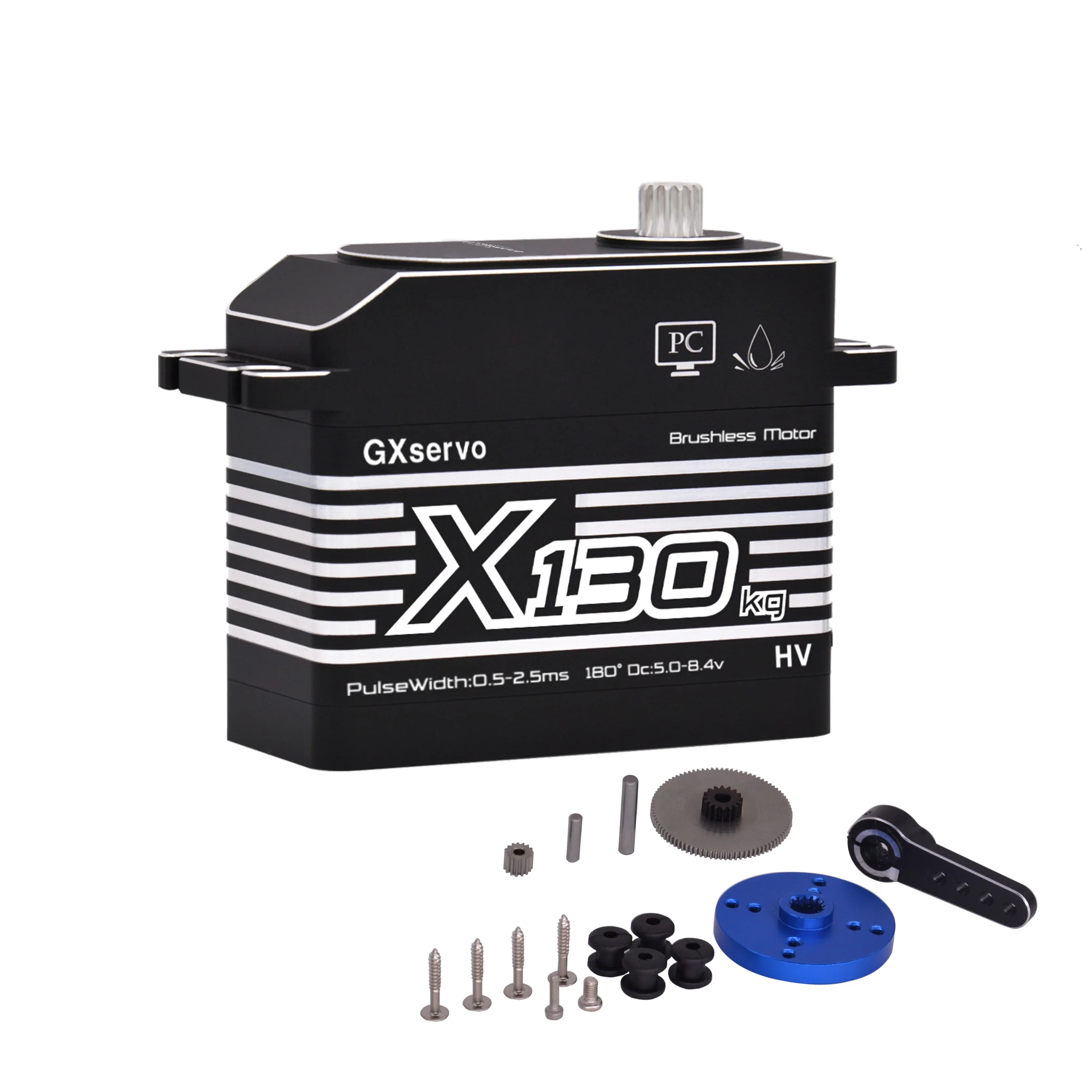 Gx servo engrenagem de metal de alta velocidade 130kg grande torque digital servo motor sem escova para carro rc crawle 1:5 rc carro caminhão robô peças