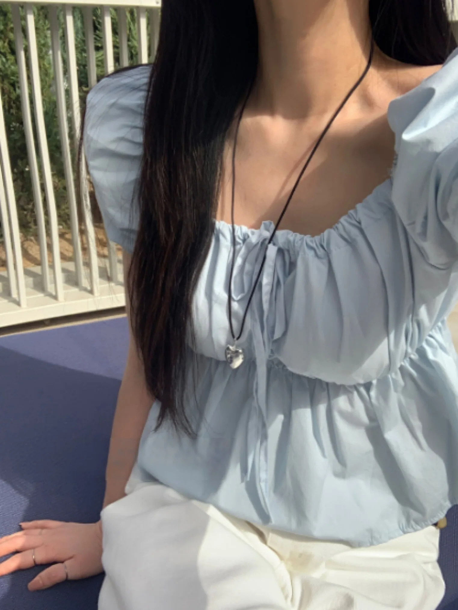 Coreano Sle ort Sve irt mujer oxígeno azul burbuja Sve Tie Ne Commute viento corte recto verano irt para damas