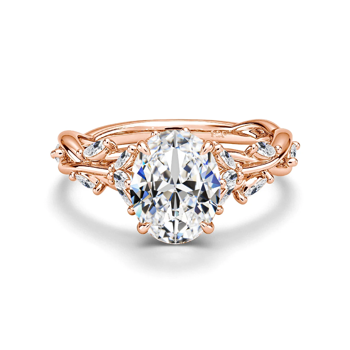 

Szjinao Vintage Floral 2ct Oval Moissanite Engagement Ring 18K Rose Gold for Women Wedding Gift 100% 925 Silver Wholesale