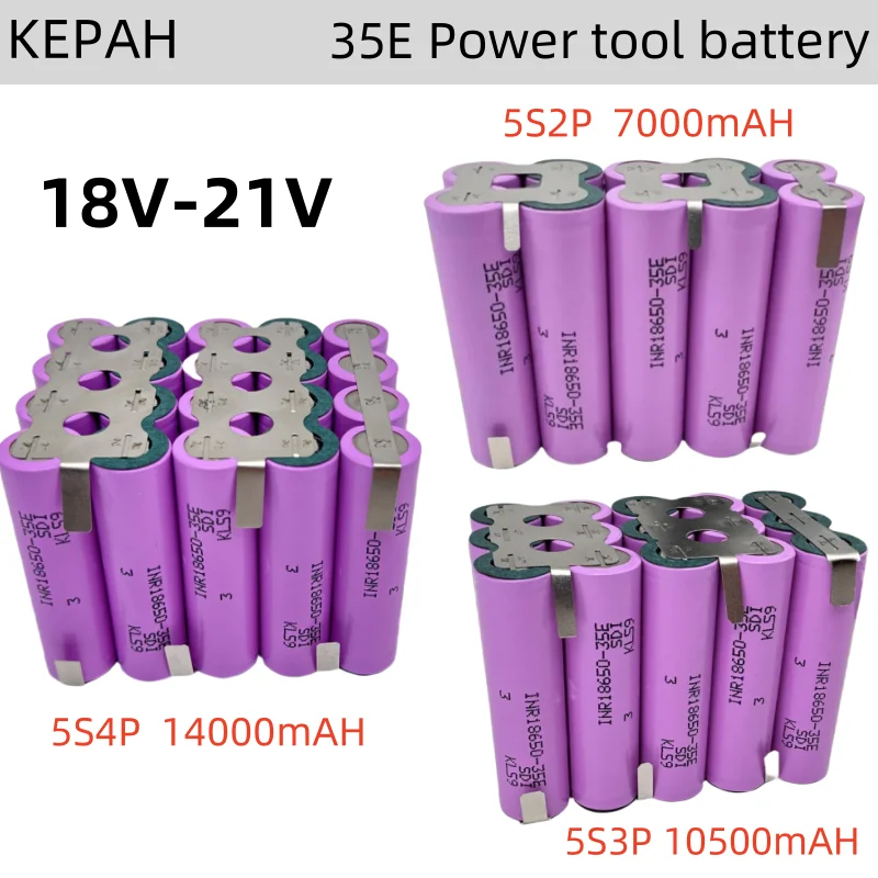 5S2P 5S3P 5S4P 2S1P 18650 35E 3500mAh/7000mAh electric drill 8.4V  21V 35E  rechargeable lithium battery electric screwdriver