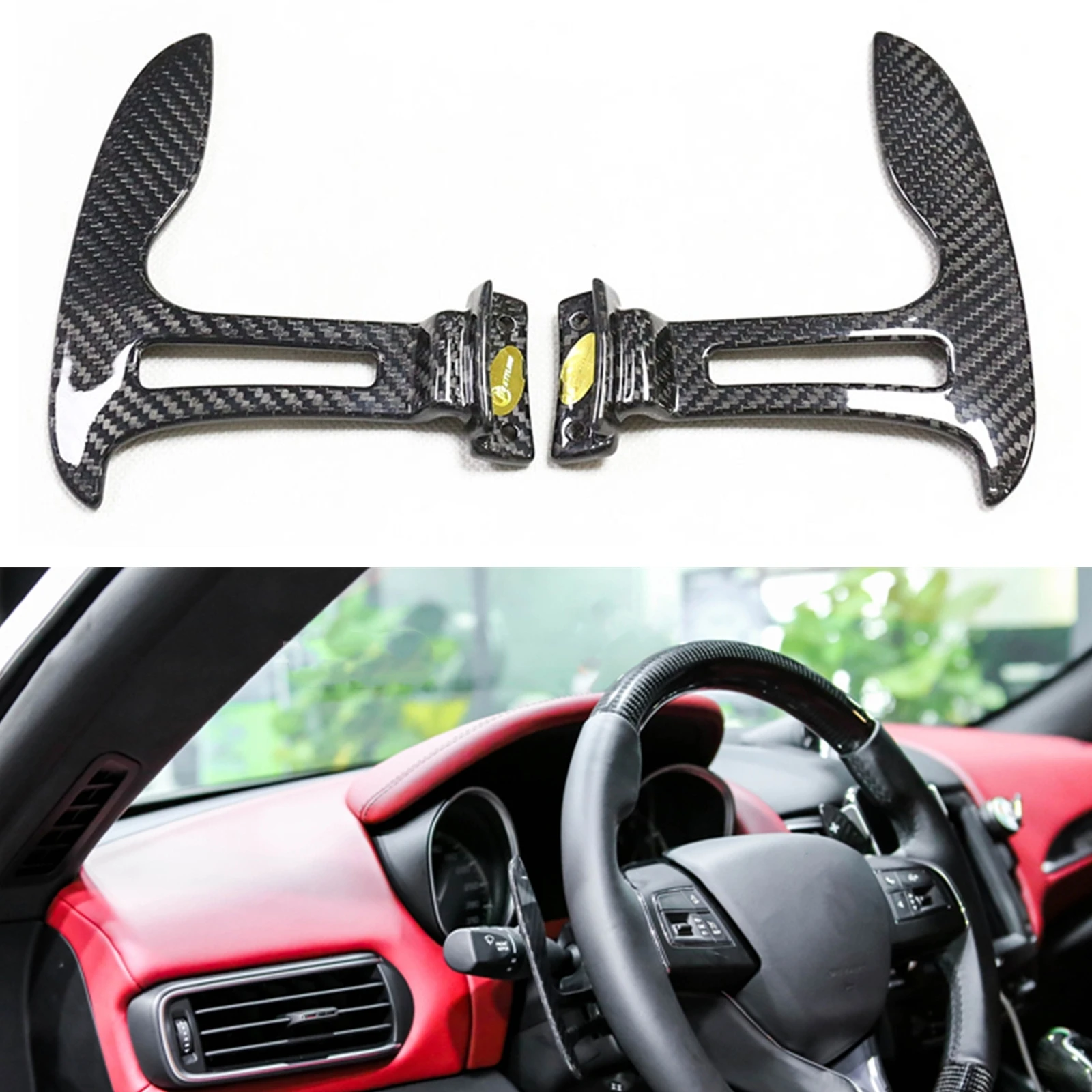 

Carbon Fiber Steering Wheel Shift Paddle Shifter Extension For Maserati Ghibli Quattroporte VI Levante 2013-2021 Replacement