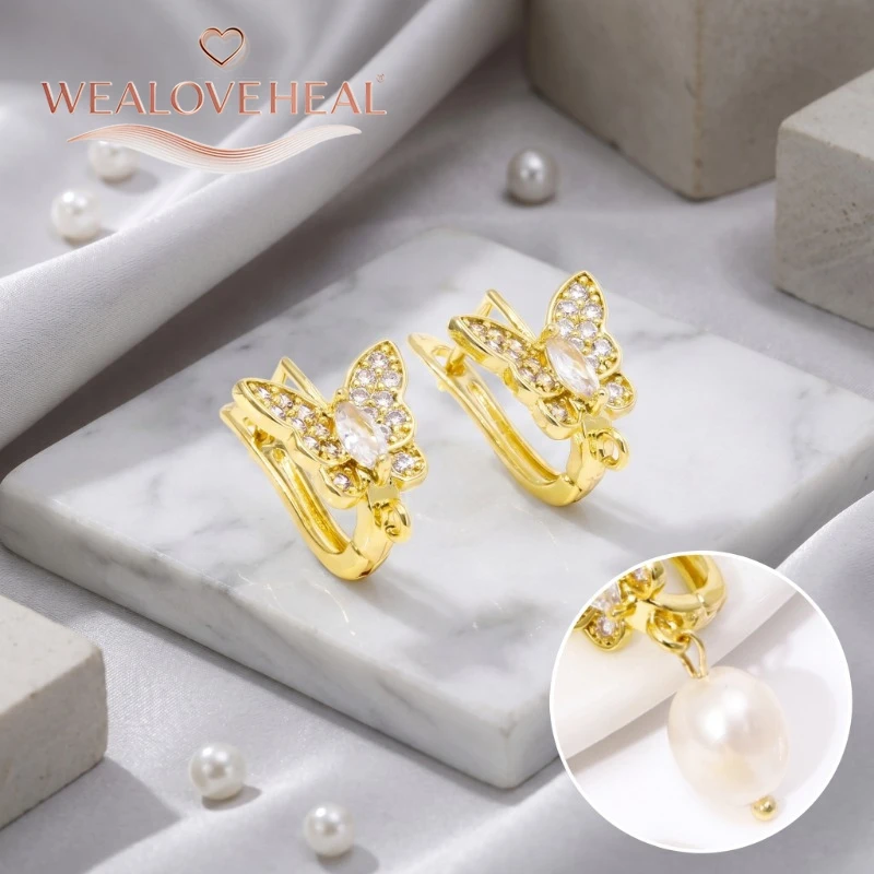 schmuckherstellung zubehör，18K vergoldete Messing-Ohrringverschlüsse mit Schmetterlingsmotiv, glitzernde, mit CZ besetzte Ohrringhaken, DIY-Schmuckherstellungszubehör für Frauen – Detail 16
