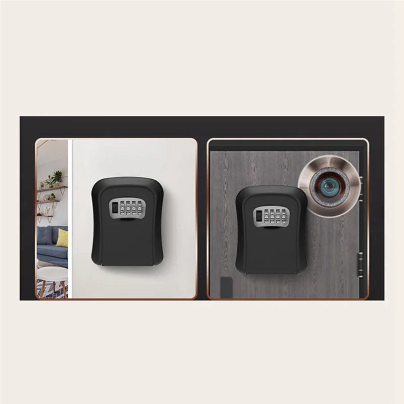 1PCS Wall Mount Key Storage Secret Box Organizer 4 Digit Combination Password Security Code Lock No Key (A)
